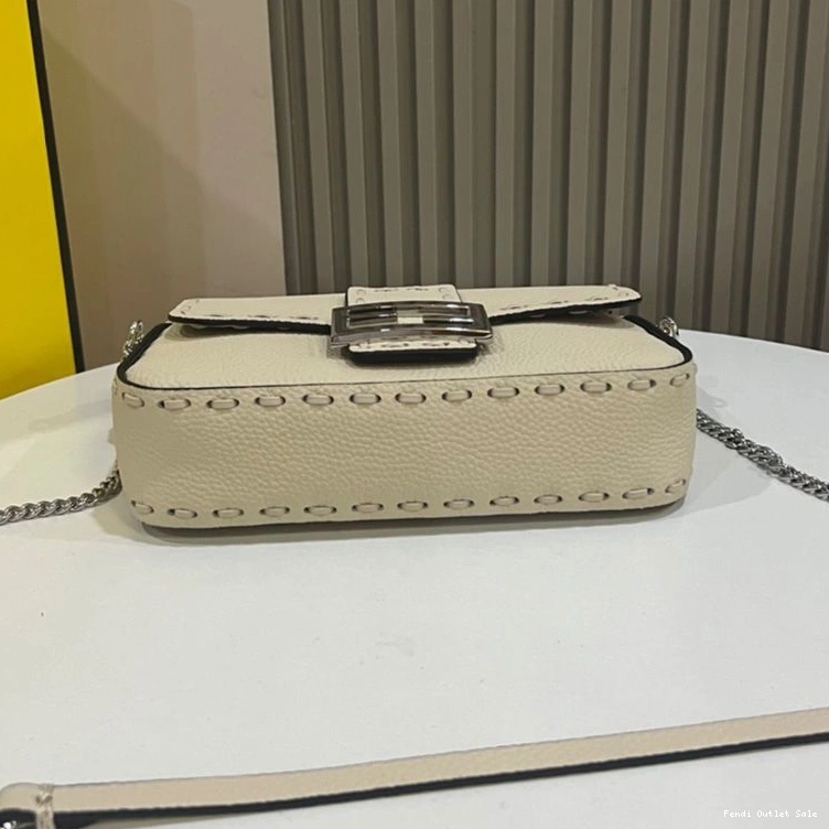 Cheap Baguette In Fendi Mini Leather Cuoio Bag Romano Selleria Beige 0805